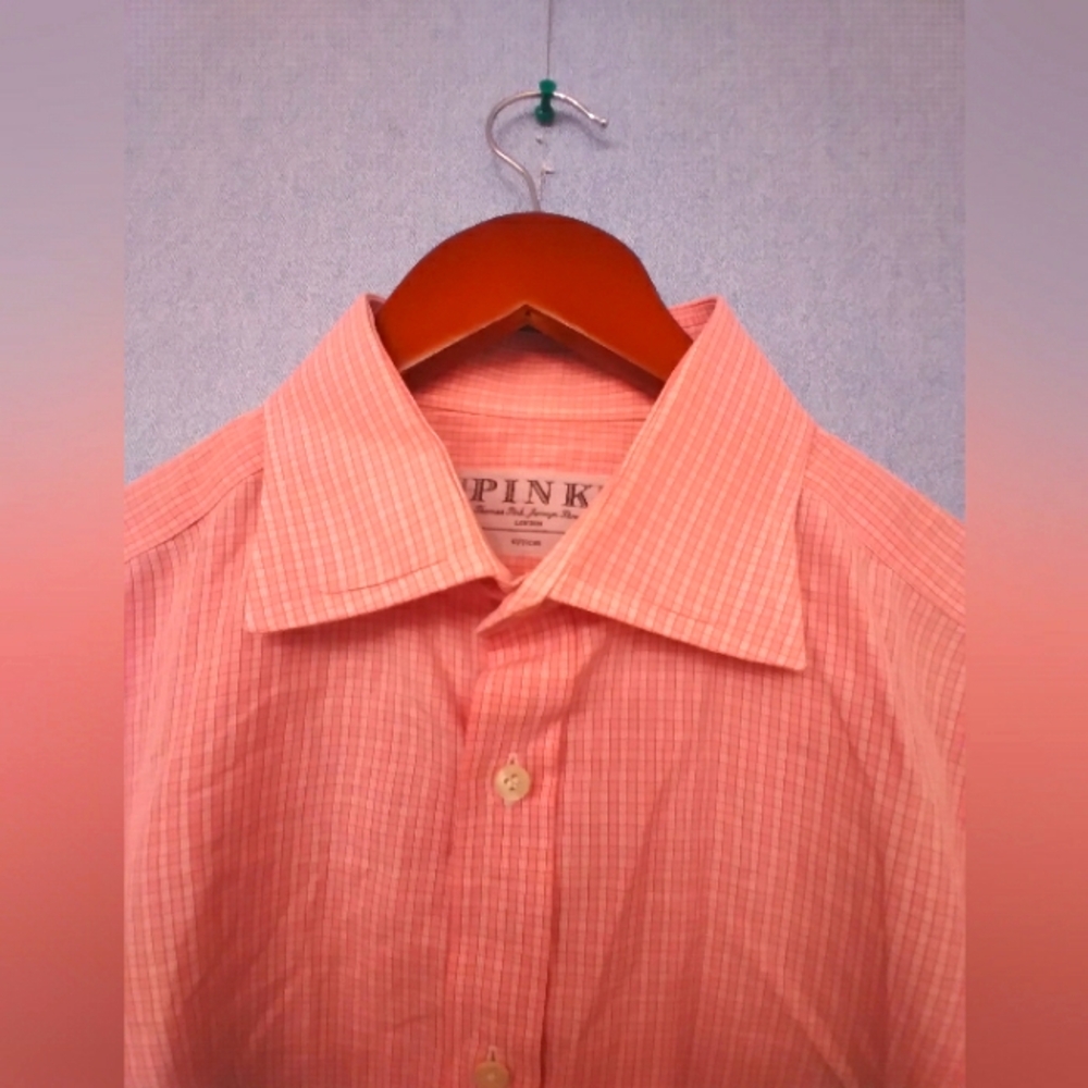 Thomas Pink Classic Pink‎ Striped Button-Down Dress Shirt Professional Business